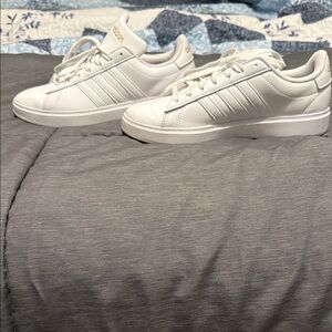 Adidas Women’s White and Gold Sneakers